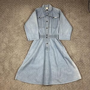 Vintage Dreams Denim Dress Women Small Snap Western Retro Denim Pockets 90s 80s